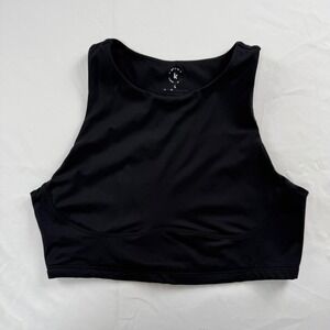Kamo Fitness Women Black High Neck Sports Bra Crop Top Size Large Athleisure